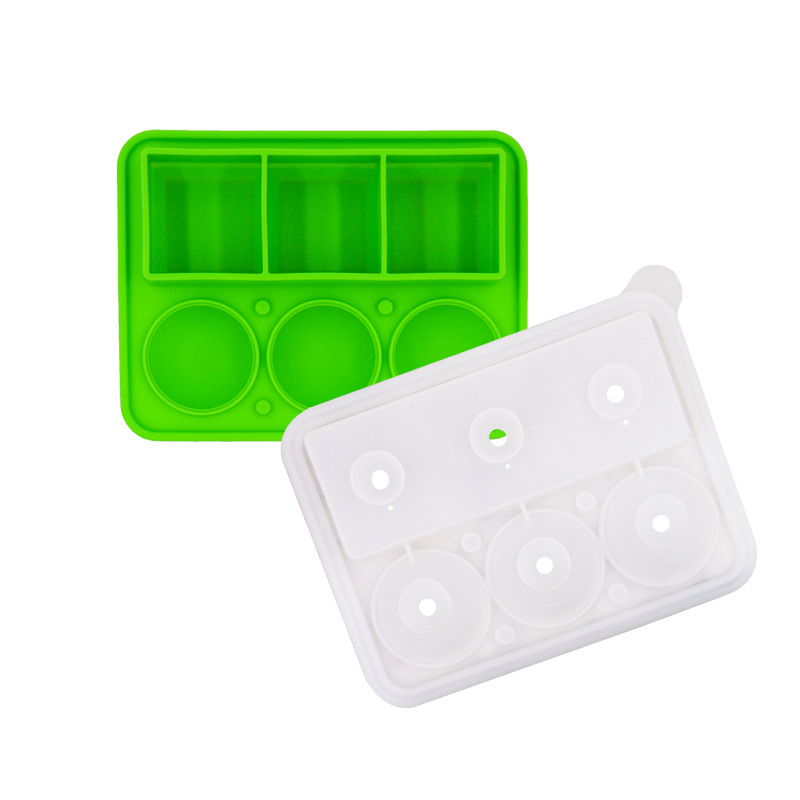 ふたおよび大箱が付いている注文のシリコーンの正方形の円形のアイス キューブの皿型メーカー